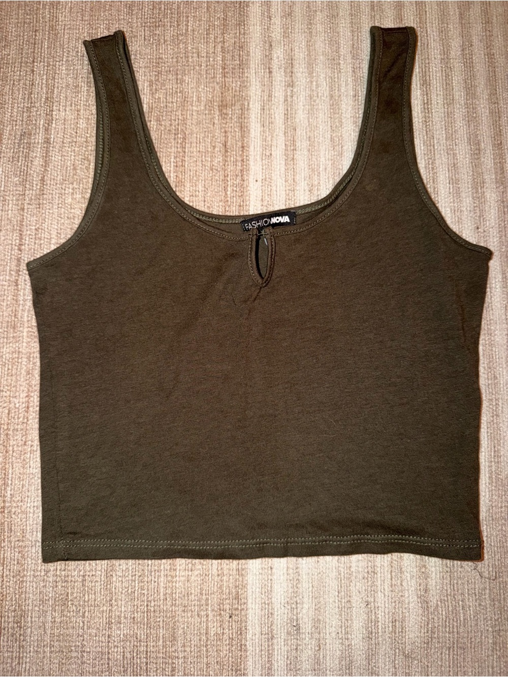 Fashion Nova Dark Olive Scoop Neck Crop Tank